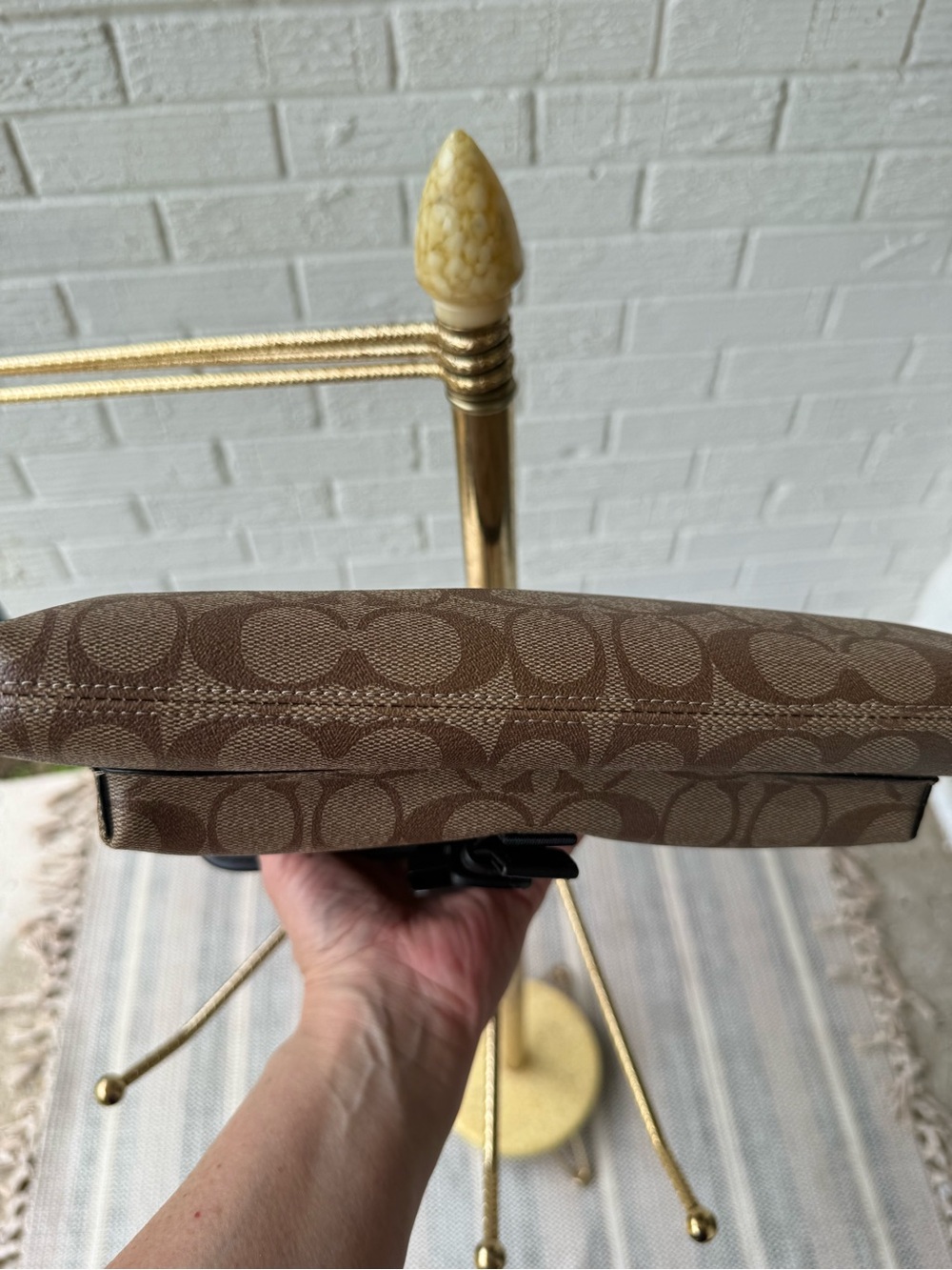 Coach Brown Signature Ranger Pouch with Black Leather Flap - Picture 5 of 13